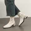Botines cortos de mujer estilo francés 2024 otoño e invierno nuevos botines elásticos ajustados Chelsea Martin botas de tobillo de tacón alto