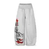 Calça de Moletom Magic Bear Estilo Americano Retrô Leve Dança de Rua Hip-Hop Reta Solta Cintura Elástica Perna Larga Casual