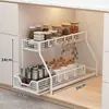 Estante de Almacenamiento para Fregadero de Cocina del Hogar Gabinete Deslizante Estante Deslizante por Capas Cesta Deslizante Estante de Almacenamiento para Platos de Fregadero Condimentos