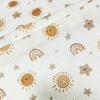 Gaze de bebê de crepe de camada dupla de algodão, tecido de pijama infantil com estampa de desenho animado, tecido de gaze floral estampado