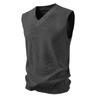 Outono e Inverno 2025 Novo Colete Tricotado Masculino com Decote em V Moda Cor Pura Solto Casual Suéter Regata Base para Homens