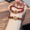 Pulsera de Ágata Roja, Cristal Torre Amarillo, Pulsera de Cristal Natural, Versátil, Popular en Xiaohongshu, Pulsera de Cuentas, Nicho