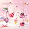 Estilo Femenino Rosa Cadena de Cuentas de Corazón de PVC Encanto Llavero de Estrella con Lazo Accesorio para Bolso Colgante Pequeño Regalo