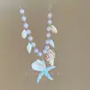 ¡Hermosa Playa! Collar de Concha de Estrella de Mar y Perla de Dopamina, Estilo Dulce de Vacaciones de Verano, Cadena para Clavícula para Sesión de Fotos de Nicho