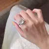 Anillo Abierto Retro Elegante con Diamantes Completos de Ágata Crisoprasa Transparente Hielo Natural Anillo Ovalado con Cabujón para Mujer Joyería