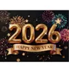 Banner de Año Nuevo 2026 para Garaje Transfronterizo de Amazon Tela de Fondo Decoración de Atmósfera Tela para Colgar Fotos Decoración de Fiesta Festiva
