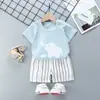 Traje infantil de manga corta algodón niñas nuevo verano niños camiseta pantalones cortos bebé coreano media manga ropa infantil al por mayor