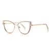 Gafas anti luz azul de alta textura 3153 oro TR mezcla y combina montura ojo de gato estilo europeo y americano chica dulce blanco espejo plano marea