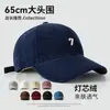 Boné de baseball de veludo cotelê Outono e Inverno masculino e feminino circunferência da cabeça grande mostra o rosto bordado pequeno número 7cem combinar estilo coreano boné com aba moda