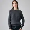 Suéter Pulôver Macio Novo de Tricô Trançado Outono/Inverno, Suéter de Cashmere com Tricô Trançado de Manga Longa para Mulheres, Gola Redonda Engrossada