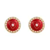 Brincos de Renda Geométrica com Pérolas de Dongdaemun, Coreia - Pequenos Estilo Chanel Simples Tendência Pequena Atacado