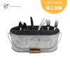 Cesta de Herramientas con Asa de Hierro Galvanizado Personalizada Caja de Herramientas Multifuncional Metálica Ovalada Cesta de Almacenamiento para Cubiertos del Hogar