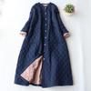 Roupas acolchoadas de algodão para Outono e Inverno jaqueta acolchoada de algodão com matelassê de losangos roupa acolchoada de algodão longa casual quente túnica de algodão solta artística