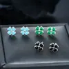 Pendientes de trébol de cuatro hojas con gota de aceite transfronterizos europeos y americanos, modernos y versátiles, pendientes frescos y sencillos para hombre, accesorios de lujo ligero y de alta gama para mujer