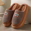 Novas pantufas de algodão masculinas outono e inverno quentes sola grossa antiderrapante casa sola macia pés quentes confortáveis pantufas de inverno transfronteiriça