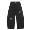 Jiayiku Marca de Moda 2025 Nuevo Americano Retro Estrella de Cinco Puntas Diamante Caliente Pantalones Casuales Personalizados Limpios Pantalones Cimitarra