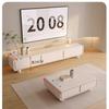 Mueble de TV Blanco Estilo Crema Francés Redondeado Combinación de Mesa de Centro Moderna Simple Sala de Estar Hogar Apartamento Pequeño Muebles Minimalistas