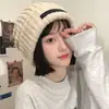 Gorro Feminino Outono e Inverno Novo Patchwork Slouchy Circunferência da Cabeça Grande Versátil Afina o Rosto Gorro de Tricô Quente Chapéu para Clima Frio