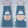 Delantal de Cocina Impermeable y a Prueba de Aceite con Dibujos Animados para Hombres y Mujeres, Ropa de Trabajo, Delantal Limpiable a Mano, Modelo de Pareja Anti-Manchas de Aceite