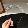 Diadema Feliz Cumpleaños con Pedrería de Princesa Dulce, Tocado para Foto de Fiesta de Cumpleaños, Flequillo de Gama Alta para Mujer