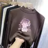 Camisa Base Feminina de Veludo Manga Longa Outono e Inverno Nova Infantil Meia-Gola Quente e Estilosa Camiseta Interna Dupla Face