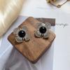 Aretes de camelia de alta gama de estilo retro europeo y americano, estilo literario de celebridad en línea, aretes negros elegantes para mujer, aretes de diseño de nicho