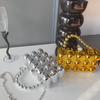 Nuevo Bolso Acrílico Dorado Brillante Transfronterizo Europeo y Americano Bolso Cuadrado Pequeño Color Caramelo Portátil Bandolera
