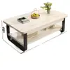 Mesa de centro para sala de estar, tamaño pequeño, de doble capa, simple, adecuada para apartamentos de alquiler, mesa de centro rectangular minimalista para dormitorio