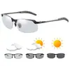 Gafas de Sol Fotocromáticas de Media Montura de Moda para Hombre y Mujer Clásicas Camaleón Polarizadas Gafas de Sol Masculinas Vintage para Pesca Conducción