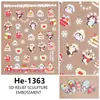 Redanco5D Embutido Popular Adesivos para Nail Art Série Boneco de Neve de Natal Pinguim Estéreo Adesivos de Unha He1363