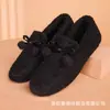 Sapatos de pelúcia estilo Pequim Antigo femininos para inverno com forro de fleece, grossos, quentes, de calçar fácil, para mães, meia-idade e idosos, sapatos de algodão tipo ervilha