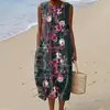 Vestido sin mangas casual de moda para mujer con cuello redondo, estampado 3D, para tienda independiente de Amazon transfronteriza