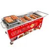 Grelhador de Frango a Gás Comercial Giratório Automático Frango Orleans Pedra Carrinho de Coxa de Frango Gás Gás Liquefeito Barraca de Grelha para Churrasco