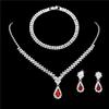 Explosiones Transfronterizas Europeas y Americanas Joyería para Novia Gema Gotas Collar Aretes Serie Roja Traje de Joyería de Diamantes Brillantes