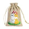 Bolsa con cordón de lino exclusiva transfronteriza bolsa de regalo de Pascua patrón de conejo bolsa con cordón de Pascua personalización