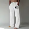 Estación Independiente Europea y Americana 2023 Nuevos Pantalones Casuales Holgados de Algodón y Lino con Estampado para Jóvenes Hombres