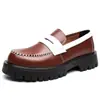Zapatos de Cuero Negros para Hombres que Aumentan la Altura Estilo Coreano Redondeados en la Punta para Estudiantes Jóvenes Casuales Hombres Zapatos de Cuero de Moda para Negocios Hombres