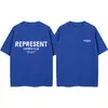 Camiseta de Manga Curta com Decote Redondo Solta para Mulheres Impressas com Slogan Pesado da High Street REPRESENT Los Angeles na moda