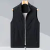 Chaleco con cuello alto para hombre, chaqueta ligera sin mangas para primavera y otoño, chaleco de estilo casual de negocios de alta gama para usar por encima