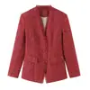 Ropa de mujer transfronteriza 2026 Moda europea y americana casual blazer de lana cepillada de un solo botón con bolsillo para mujer B130031