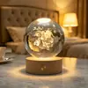Base luminosa transfronteriza adorno de escritorio de bola de cristal creativa talla interior 3D luz nocturna luz ambiental regalo de cumpleaños