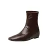 Nuevo estilo otoño e invierno, aumento interno de altura de 3 cm, botas ajustadas con cremallera lateral, botas elásticas, botines retro planos versátiles para mujer