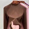 Camiseta Térmica de Cuello Redondo para Mujer, Nuevo Estilo Primavera/Verano 2026, Forro Polar Integrado por Ambos Lados, Engrosada, Corte Ajustado, Manga Larga, Ropa Interior