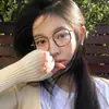 Recomendaciones de Xiaohongshu: Gafas Frescas y Sencillas Anti Luz Azul para Estudiantes, Gafas Lisas Retro de Montura Grande para Mujer, Estilo Coreano H