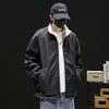 Jaqueta Esportiva Masculina para Primavera e Outono Design Americano Costurado Gola Alta Solta Top Dupla Face Respiração de Bebê