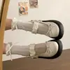 Zapatos de Cuero Dulces y Frescos con Lazo para Mujer, Nuevo 2026 Primavera Estilo JK Japonés Zapatos Mary Jane de Boca Baja con Suela Gruesa Estilo Británico