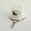 Chapéu de Sol com Proteção Solar Personalizado para Menino Chapéu de Sol Desenho Animado Urso da Sorte Chapéu de Bacia para Bebê Novo Chapéu de Pescador Infantil para Uso Externo