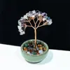 Árbol de Cristal con Adornos de Taza de Té, Decoración Navideña, Árbol de la Fortuna de Citrino, Figura de Cristal, Árbol de Cristal con Grava