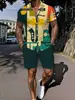 Moda Masculina 2026 Transfronteriza Conjunto a Juego de Top y Pantalones Cortos con Estampado 3D de Manga Corta