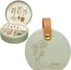 Caja de Joyería Semicírculo de Cuero Estampado Mini Caja Portátil Caja para Collares Anillos Pendientes LG7305